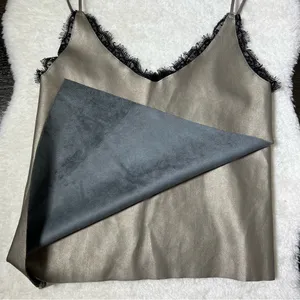 Zara Faux Leather Lace Trim Knit Back Cami thumbnail 6