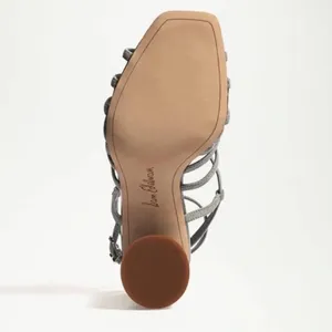 Sam Edelman Daffodil Croc Strappy Heel Sandal in Mineral Green Suede NEW thumbnail 6