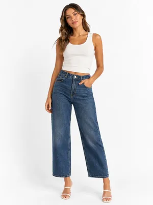 H&M Divided High Waist Wide Leg Ankle Jeans - 6 thumbnail 3