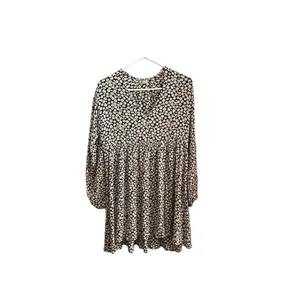 Billabong Daisy Floral Print Gauze peasant poof Sleeve 90s style Babydoll Dress thumbnail 7