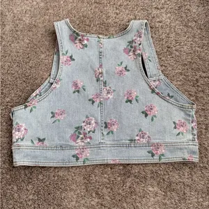 Wild Fable‎ Women's Floral Denim Crop Top Summer Vacation Party Beach size Large thumbnail 2