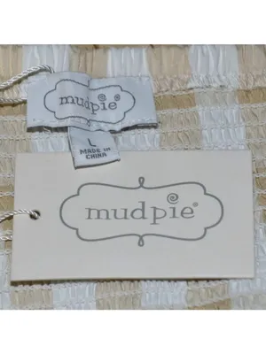NWT Mud Pie Large Byerly Midi Dress Tan Gingham Plaid Smocked Cottagecore Ruffle thumbnail 9