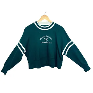 Abercrombie & Fitch Soft AF Denver Ski Club Green Fleece Crop Sweatshirt Size S thumbnail 2