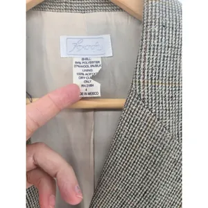 Foxcroft Blazer Womens‎ 4 Wool Silk Plaid Brown Gray Lined Professional EUC thumbnail 2