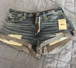 Free People We the Free Beach Break Light Blue Denim Shorts NWT Size 27 thumbnail 1