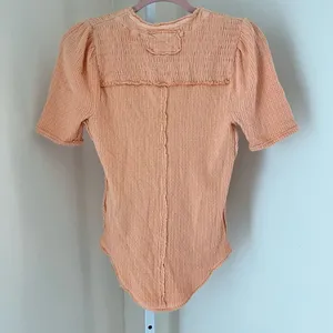 NWT Free People Womens Size Small Orange Knitted Seam T-shirt Peach Crew‎ Neck thumbnail 8