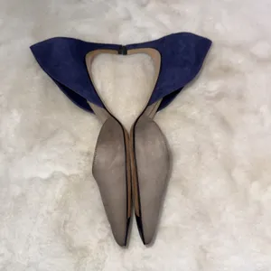 Via Spiga Two-Toned D'Orsay Genuine Leather Blue Taupe Suede Designer Pumps 8.5 thumbnail 7