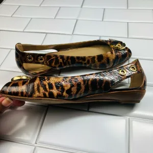 Stuart weitzman chitchat leopard printed‎ ballets flats open toe 8M thumbnail 8