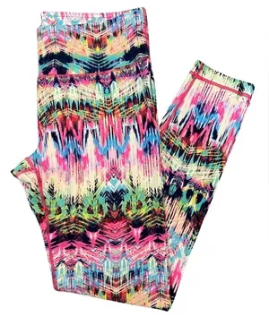 90 Degree Multicolored Athletic Full Length Leggings Pink Size L thumbnail 1