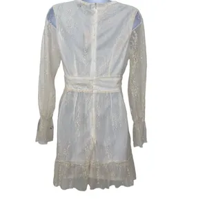 PrettyLittleThing White Lace Deep Plunge Ruffle Dress‎ Prom Bachelorette Party thumbnail 3