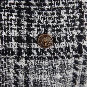 Zara Houndstooth Bomber TWEED Jacket w/ Pockets & Gold Buttons Black/White NEW thumbnail 9
