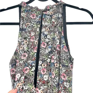 H&M Black Floral Print Sleeveless Dress with Cut Out Back & Button Closure Sz 2 thumbnail 4