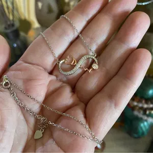 Stethoscope Infinity Sterling Silver Necklace Gold thumbnail 1
