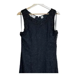 Laurence Kazar New York Beaded Maxi Dress Sleeveless silk Formal Evening Gown XL thumbnail 3
