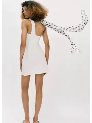 Zara POLKA DOT HALTER SCARF‎ DRESS thumbnail 4