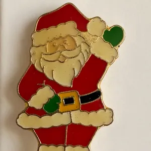 Cloisonne Style Enameled Christmas Holiday Santa Lapel Pin - Vintage thumbnail 3