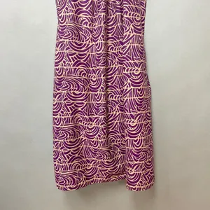 Handmade Muumuu Dress Short Sleeves Midi Purple Tan Swirl Print Women Hawaiian thumbnail 4