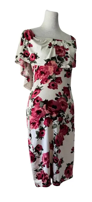 Vintage Y2K TMG White Floral Print Bodycon Mini Dress thumbnail 1