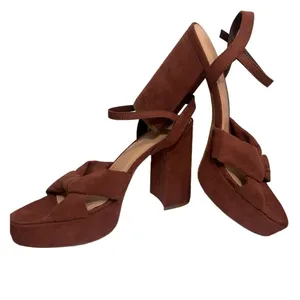A New Day Sepia Brown Riah Open Toe Ankle Strap Block Heels Women's Size 9.5 thumbnail 7