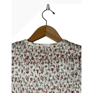 Hollister Smocked Top Women Medium Ivory Floral Short Sleeve Crop Tee Boho thumbnail 5