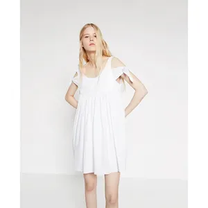 Trafaluc Collection Womens Dress Size M Zara White Poplin Bow Sleeve‎ Mini NEW thumbnail 4