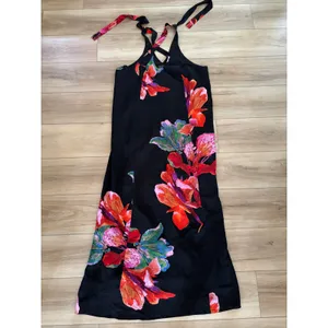 Maeve Anthropologie Cayman Silk Maxi Dress Womens Large Black Floral‎ Resort thumbnail 5