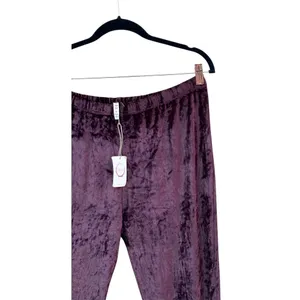 RAGA Wine Nights Dark Maroon Velvet Flare Leg Bell Bottom Pants NWT Large thumbnail 3