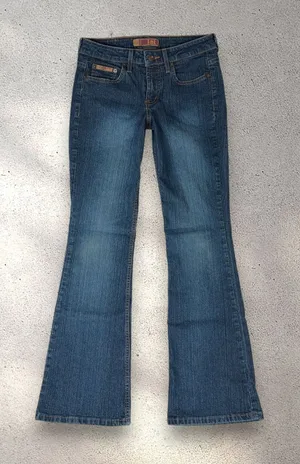 VTG L.E.I. Bootcut Jeans Juniors 1 Blue Mid Rise Denim Western Downtown Girl Y2K thumbnail 1