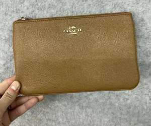 Coach Zip Wristlet Wallet, Medium Size - Authentic, Tan/Light Brown thumbnail 1