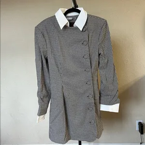 House of CB LEONI Brown Puppytooth Check Bodycon Mini Dress NWOT‎ Size XL thumbnail 4