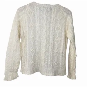 VTG Express Tricot Womens Size‎ S Handknit Mohair Wool Cable Knit Sweater Ivory thumbnail 3