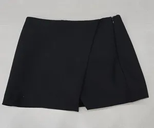New Zara Black Asymmetric Wrap Mini Skort Size XS thumbnail 1