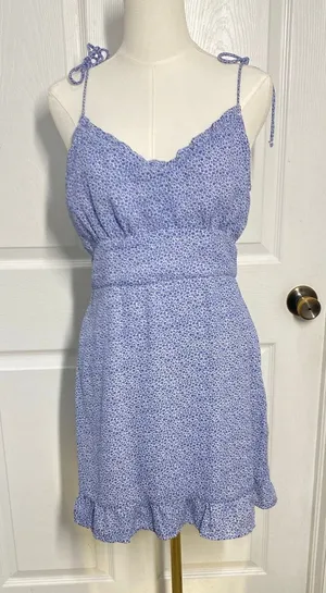 Abercrombie & Fitch Blue Dainty Floral Mini Dress Babydoll Fairy Cottagecore thumbnail 1