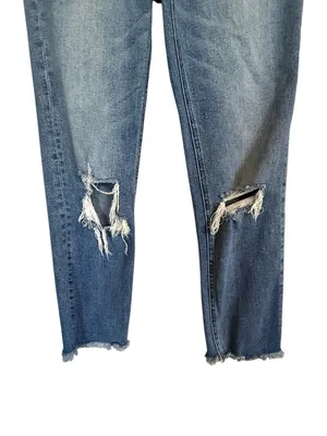 Vervet High Rise Straight Jeans Distressed Knee Raw Hem Women’s Size 26 thumbnail 3