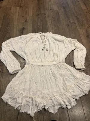 Free People Dress Long Sleeve Lace Boho Peasant Mini Tunic Fairy Grunge Gauzy thumbnail 8
