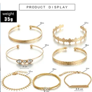 NEW Solid Gold‎ Plated 7 pc Boho Stacking Bracelet Set thumbnail 8