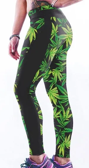 Women Weed Leafs 3D Print 420 Leggings thumbnail 1