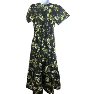 Anthropologie The Somerset Maxi Dress Black Green Floral Cotton Size S thumbnail 9