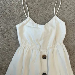 Zara Midi Dress Ivory Bow Tie in Back Spaghetti Strap V Neck Lined Size XS VGUC thumbnail 2