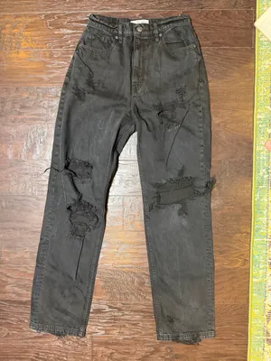 We The Free CRVY High Rise Distressed Straight Leg Jeans Wash Black 28 thumbnail 3