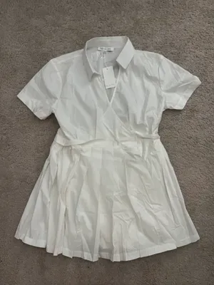 Sofie The label Pleated White Romper Dress Size L thumbnail 3
