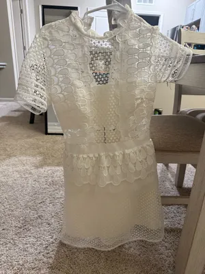 Self Portrait Sculptured Tier Drop Peplum White Lace Dress thumbnail 3