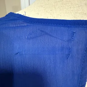 Urban Outfitters Royal Blue Deep V-Neck Open Back‎ Peplum Bell Sleeve Top XS thumbnail 3