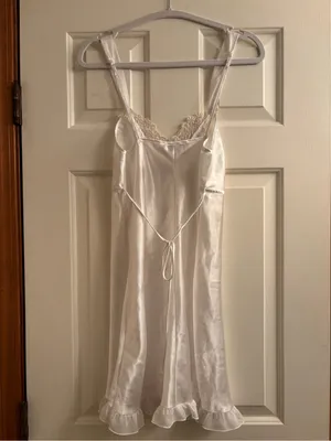 Linea Donatella White Satin Slip Dress thumbnail 3