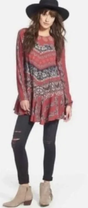 Free People Smooth Talker Tunic Mini Dress Women Floral Boho Chic Cottagecore thumbnail 1