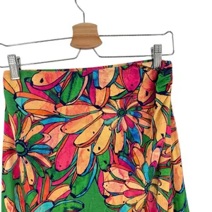 Anthropologie Farm Rio Getaway Midi Skirt Tropical Print Green Pink Size‎ Small thumbnail 4