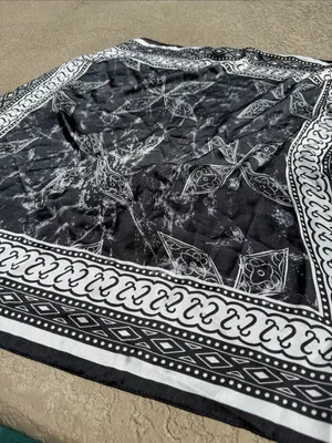 Elizabeth & James Black and White Bandana Print Scarf perfect for resort thumbnail 1