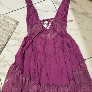Free people spring fling romper size large purple NWT thumbnail 6