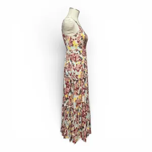 Abel the Label Sleeveless Maxi Dress Pink Blue Yellow Floral XS thumbnail 5