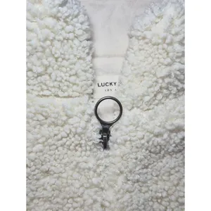 Lucky Brand Ivory Sherpa Half-Zip Pullover Soft Fuzzy Cozy thumbnail 3